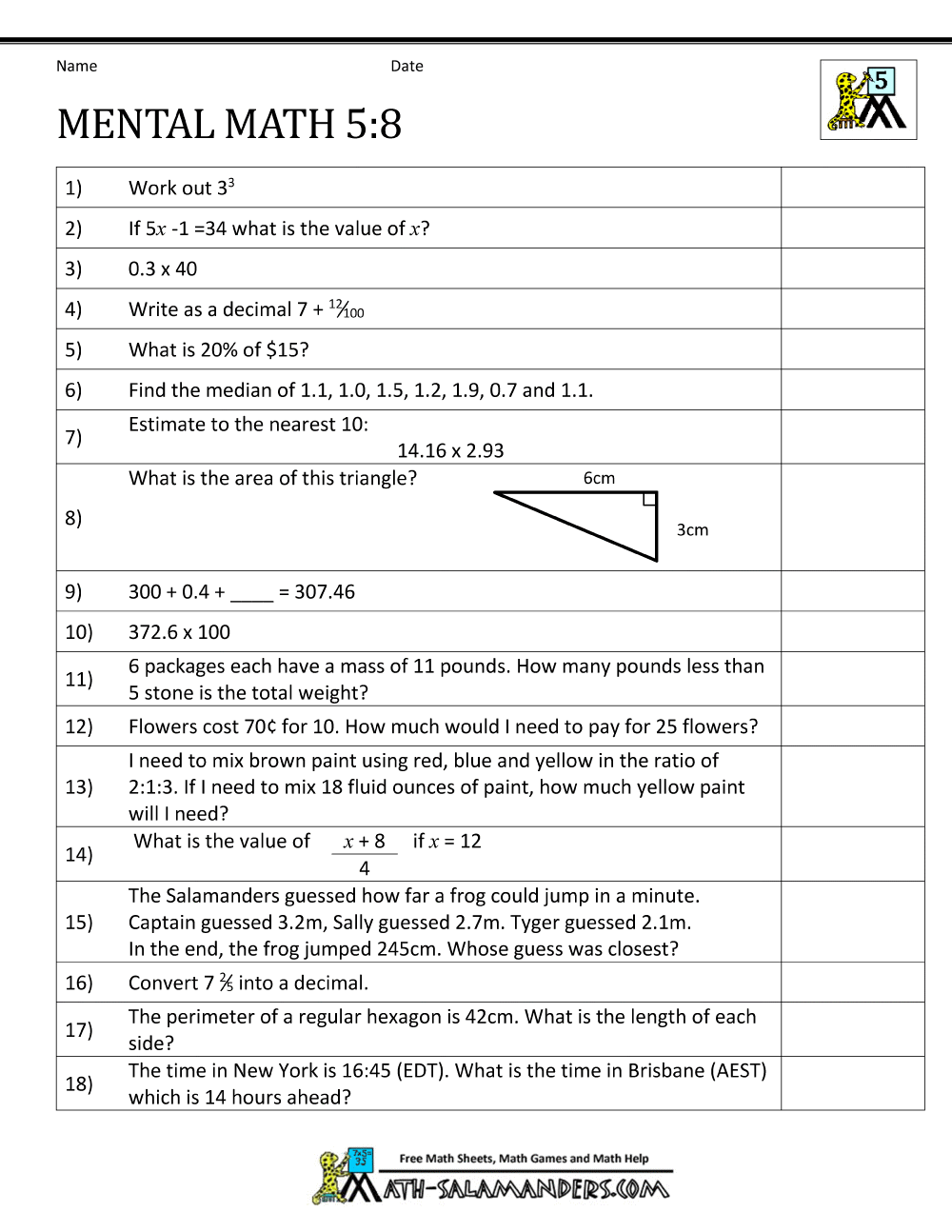 Collection Of Math Worksheets For Cbse Grade 8