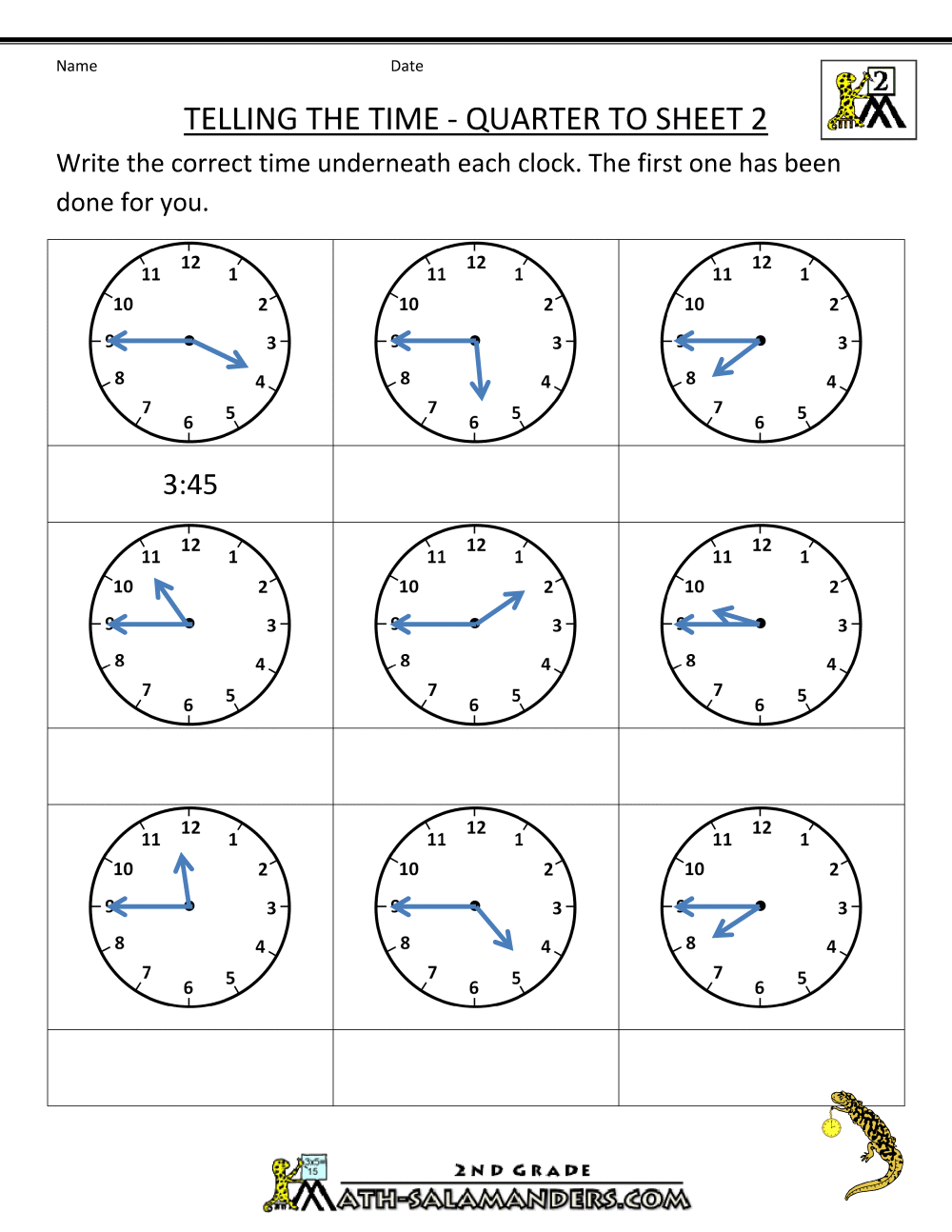 Collection Of Math Worksheets Grade 1 Clock