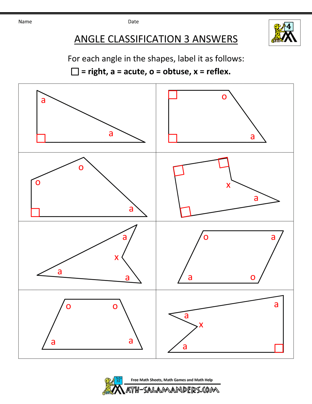 Collection Of Math Worksheets Grade 3 Angles