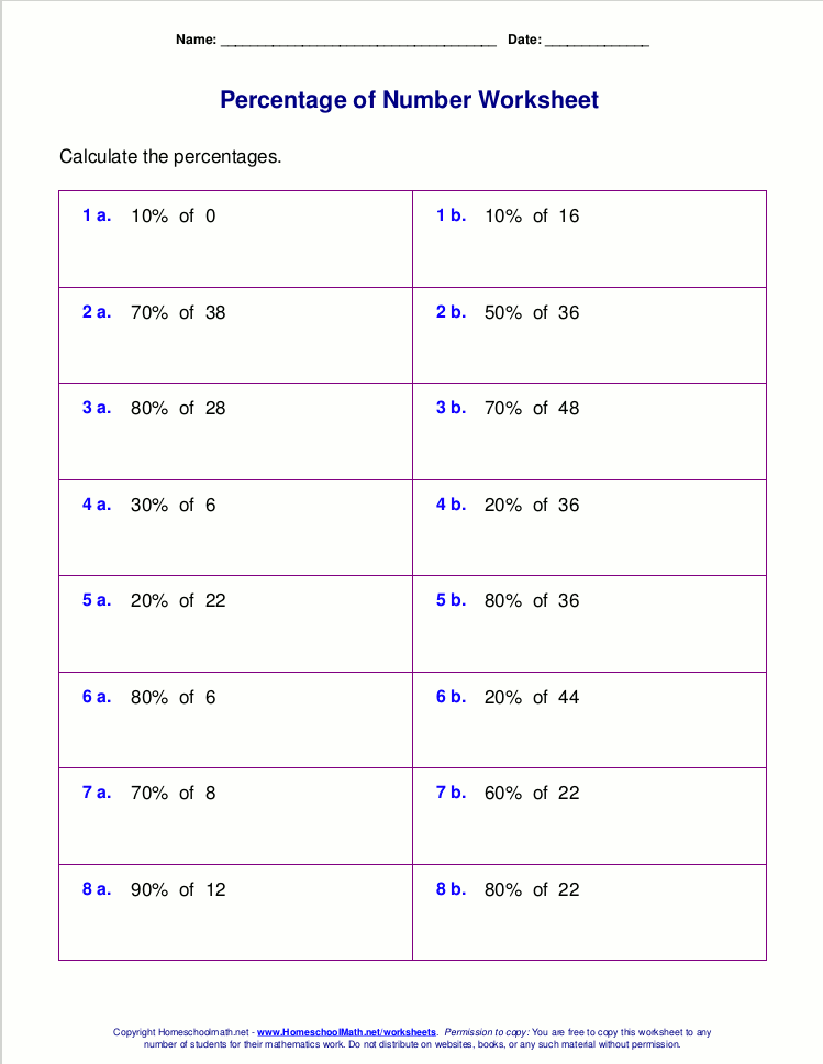 Collection Of Math Worksheets Grade 7 Percentage