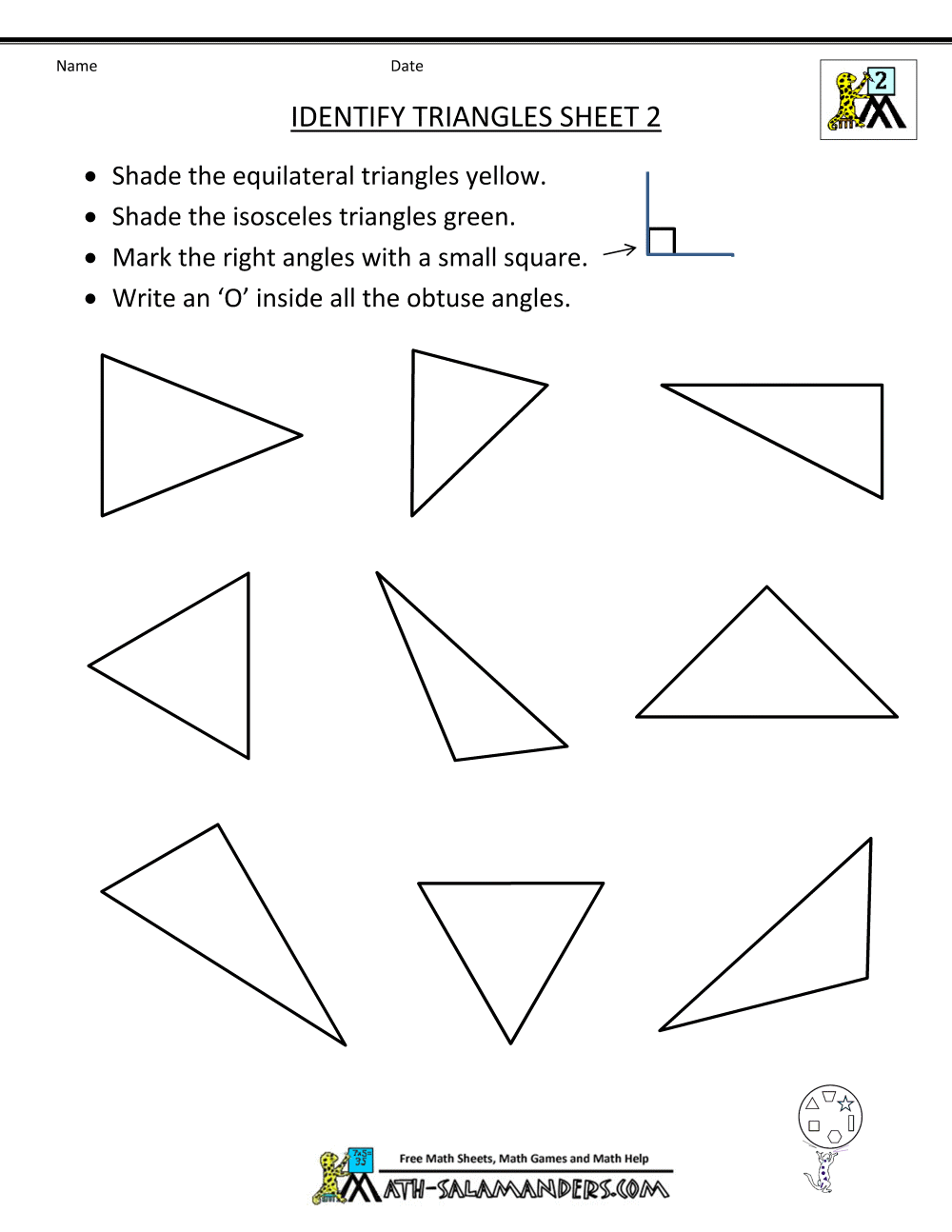 Collection Of Math Worksheets Identifying Triangles