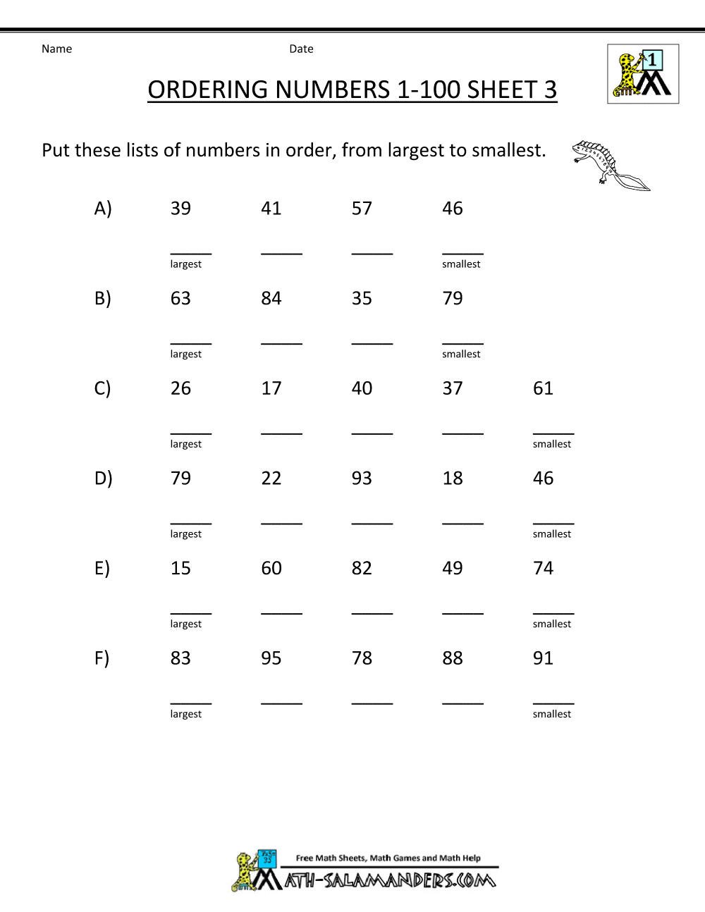 Collection Of Math Worksheets Writing Numbers To 100