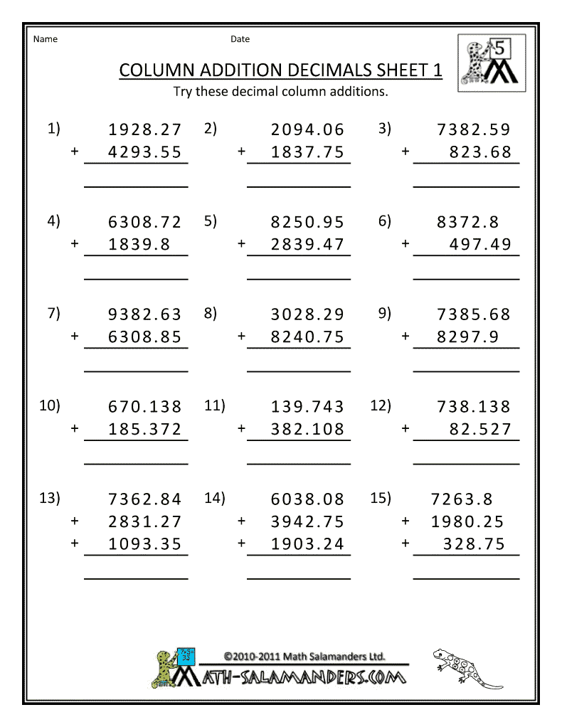 Collection Of Math Worksheets Year 5