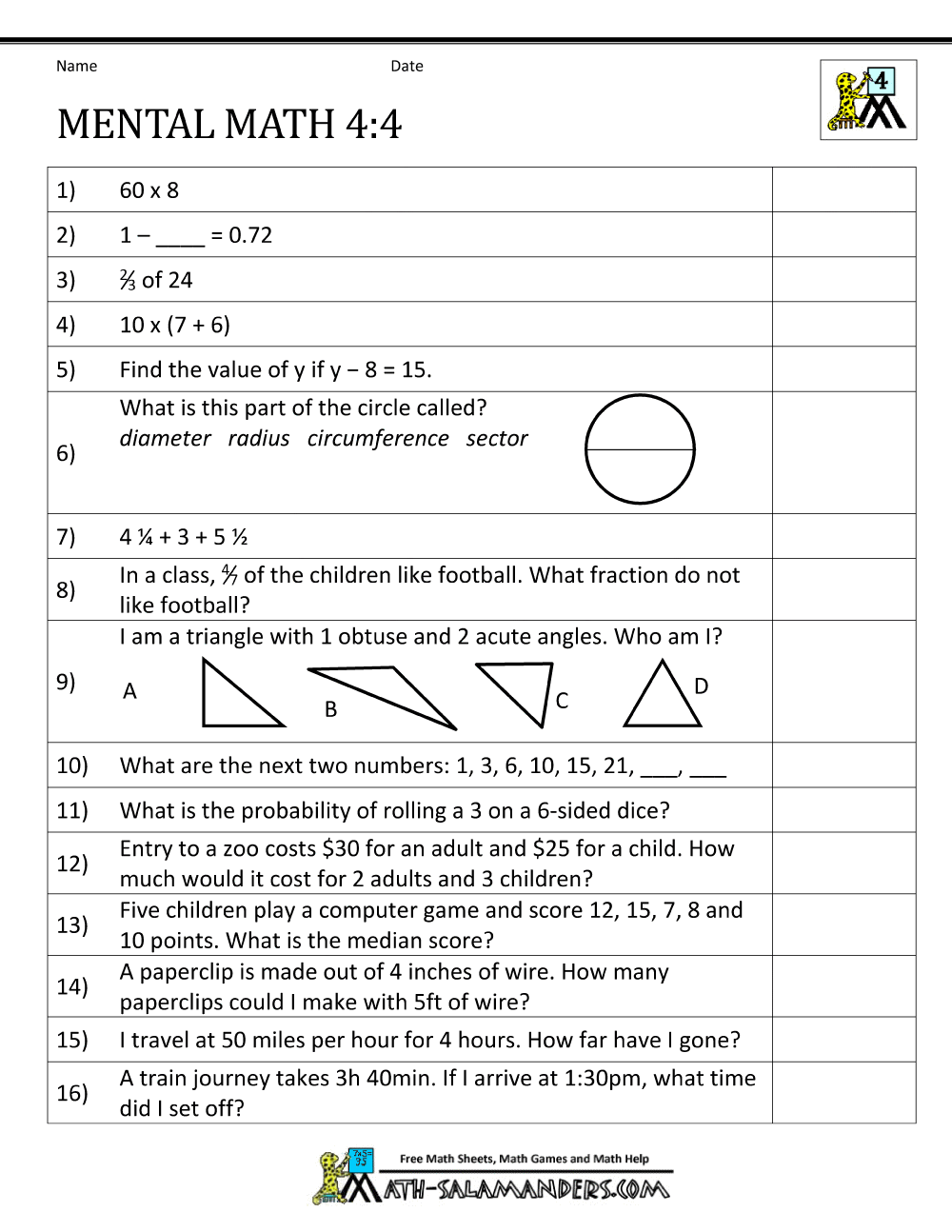 Collection Of Maths Addition Worksheets For Class 4