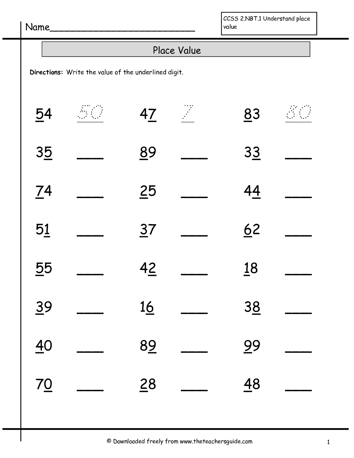 Collection Of Maths Worksheets Of Place Value
