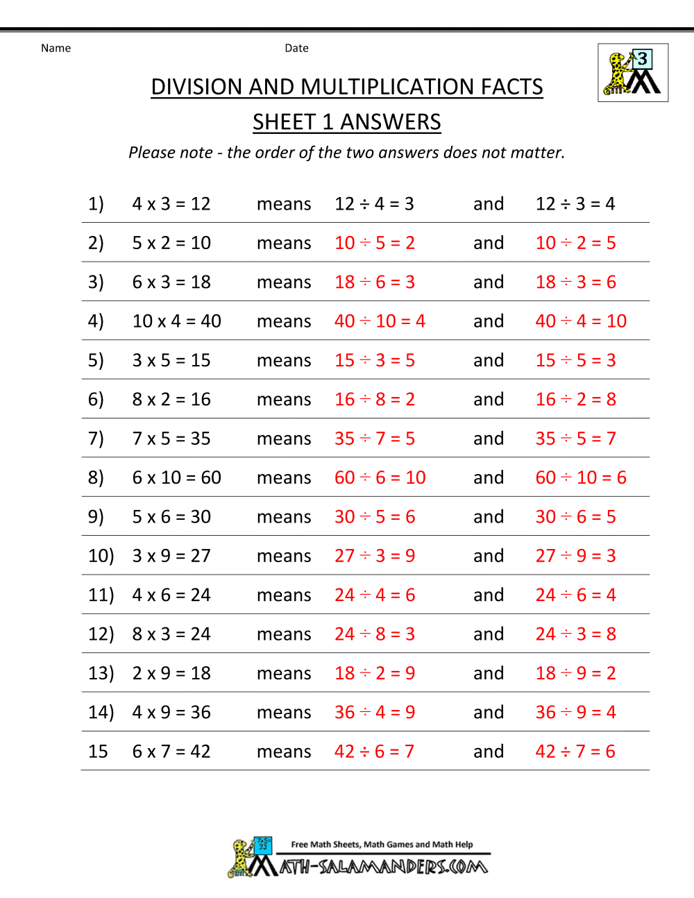 Collection Of Multiplication Division Worksheets Grade 4