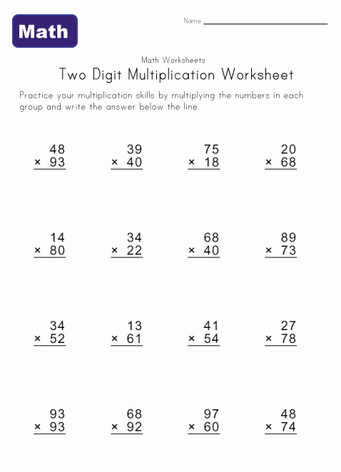 Collection Of Multiplication Worksheets 2 Digit X 2 Digit