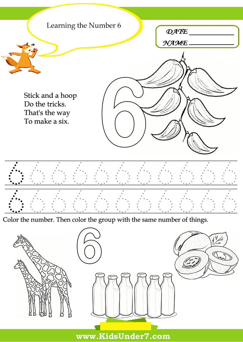 Collection Of Preschool Worksheet For Number 6