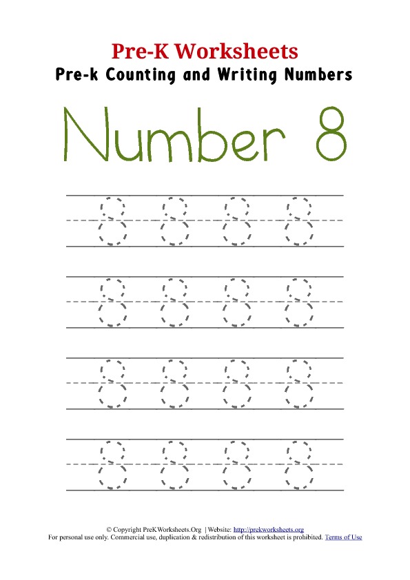 Collection Of Preschool Worksheets For Number 8