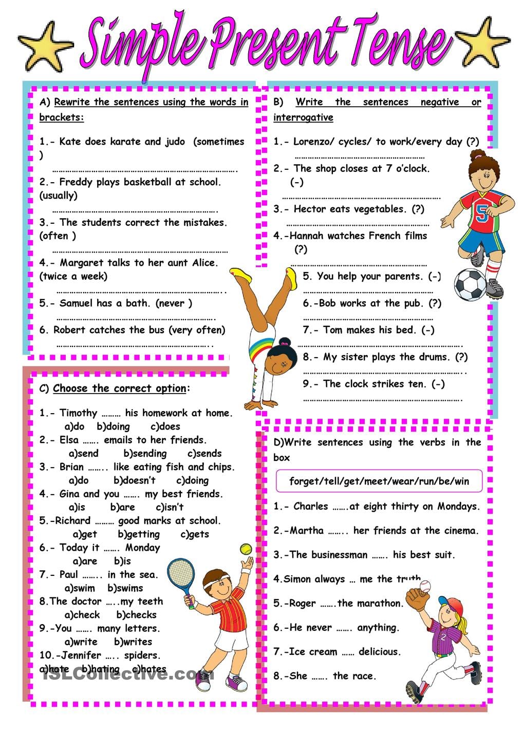 Simple Present Tense Worksheet Grade 5