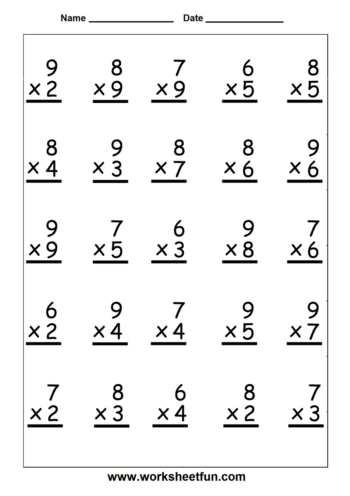 Collection Of Simple Multiplication Worksheets Grade 2