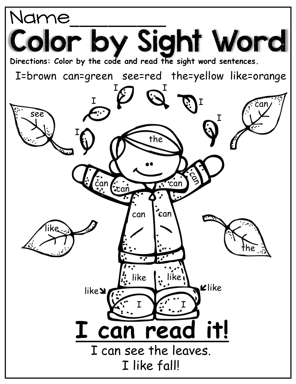 Color By Sight Word (fall Style!)