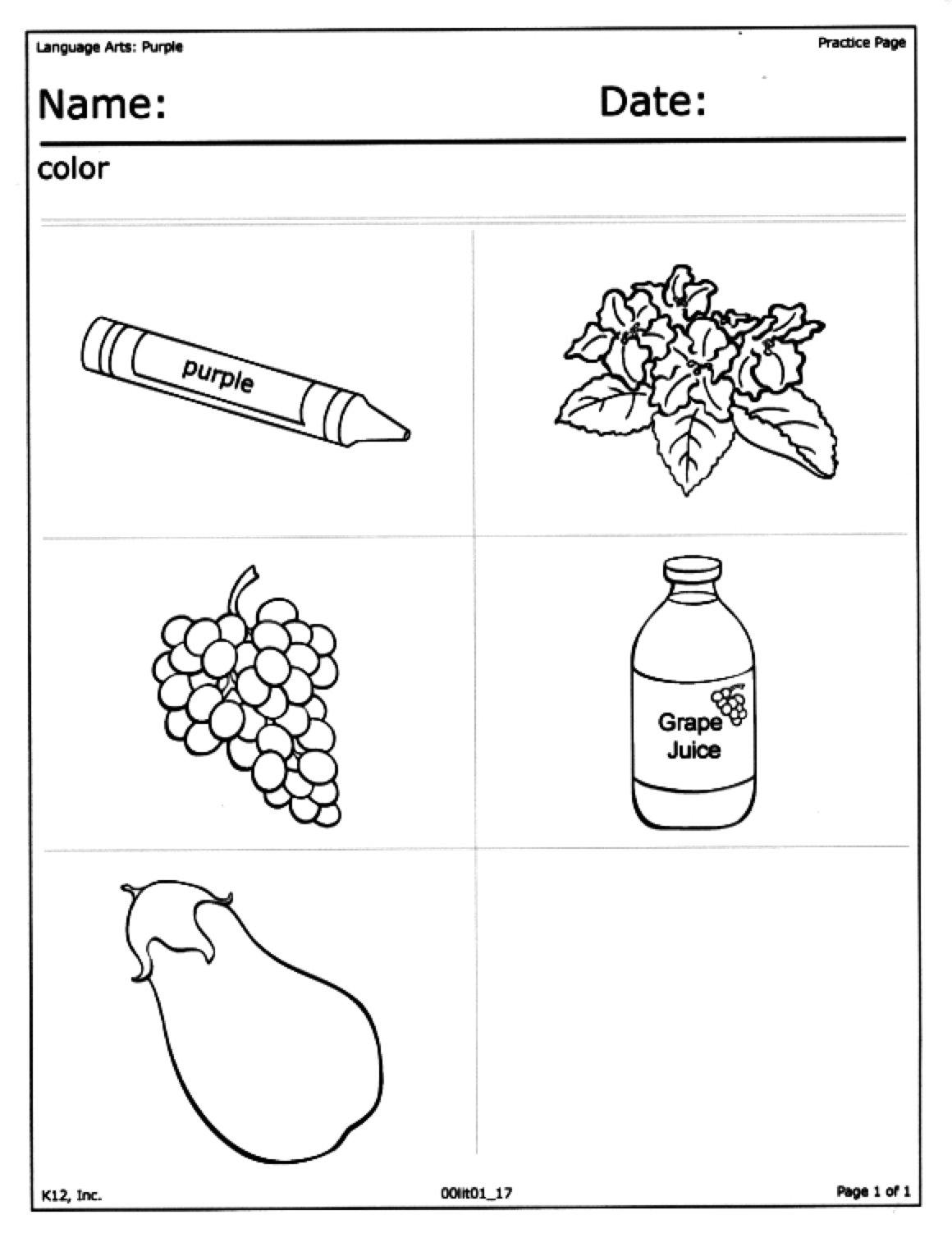 Color Purple Worksheet The Best Worksheets Image Collection