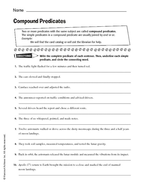 Compound Predicate Worksheets The Best Worksheets Image Collection