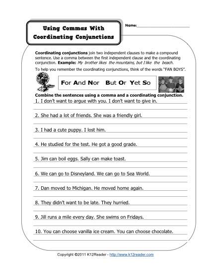 Conjunction Worksheets For 3rd Grade The Best Worksheets Image