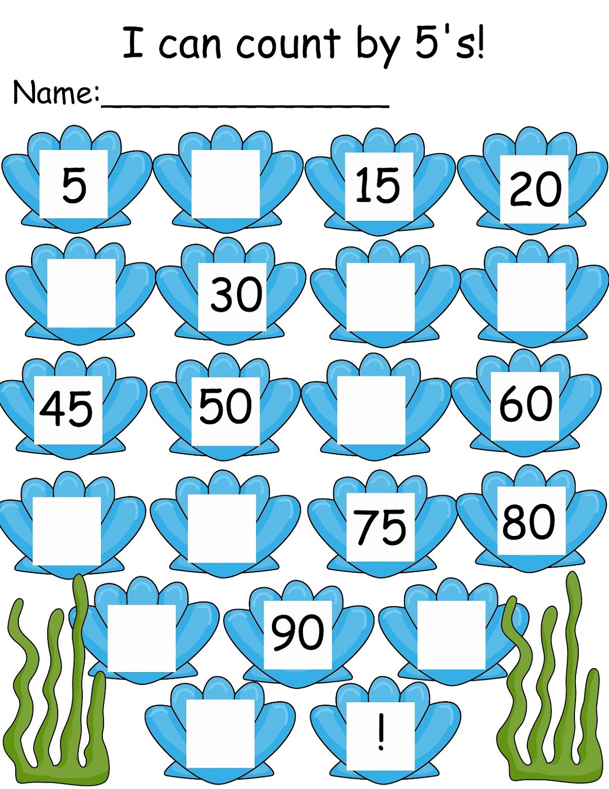 Count By 5s Worksheet For Kids