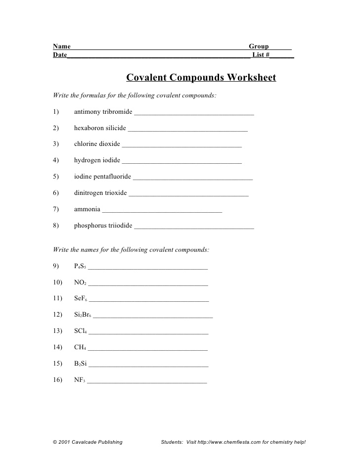 Covalent Compound Naming Practice The Best Worksheets Image