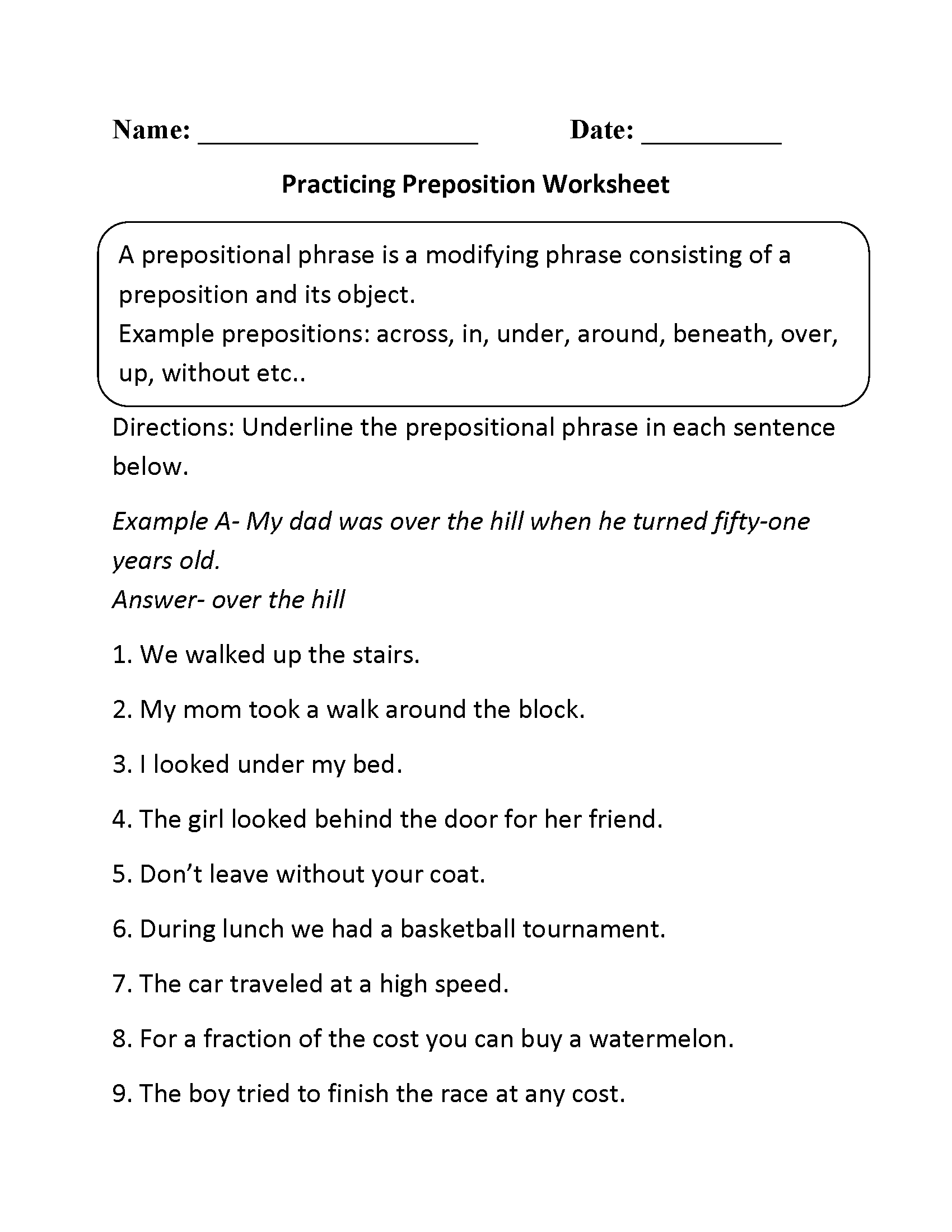 Defining Parts Of Speech Worksheet The Best Worksheets Image
