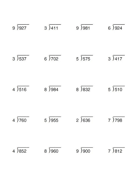 Division Worksheets Bus Stop