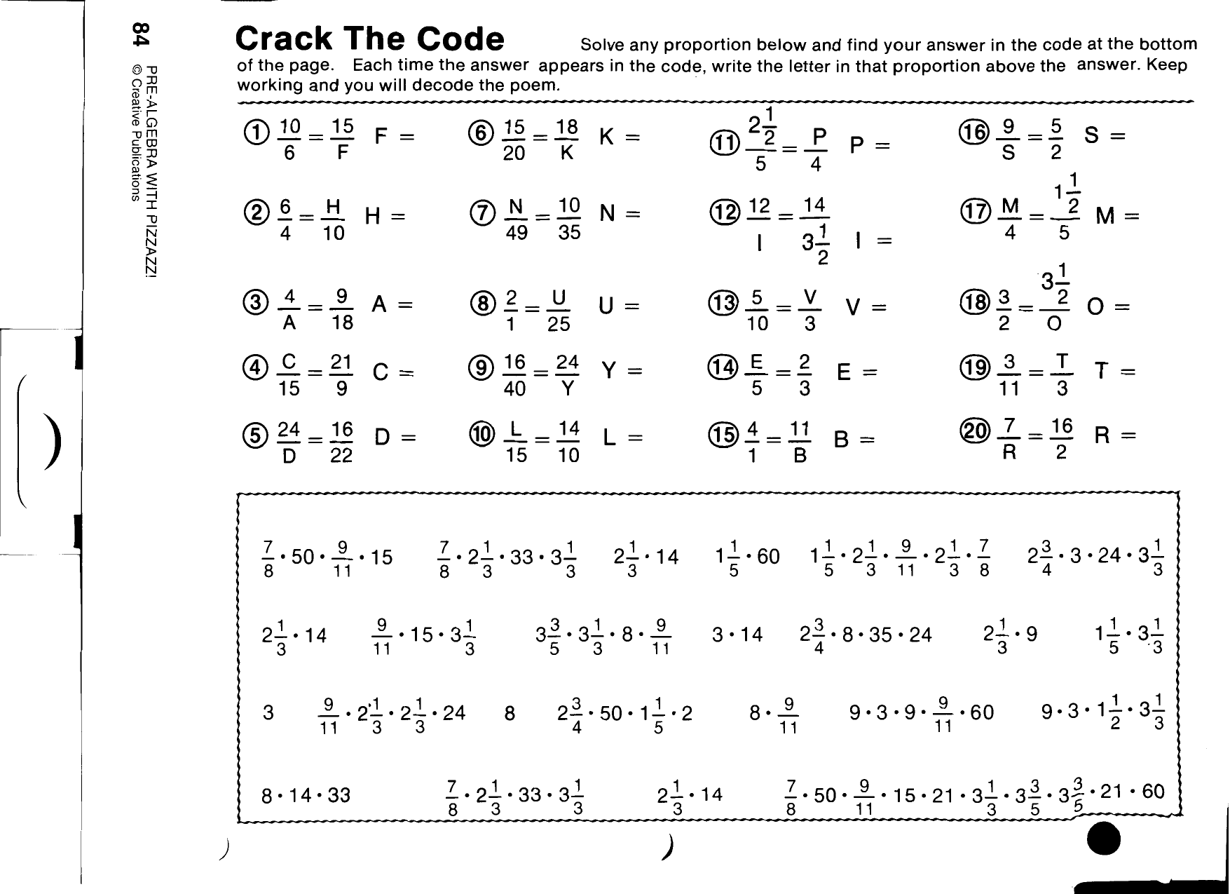 Double Cross Math Worksheet Pre Algebra With Pizzazz 600636