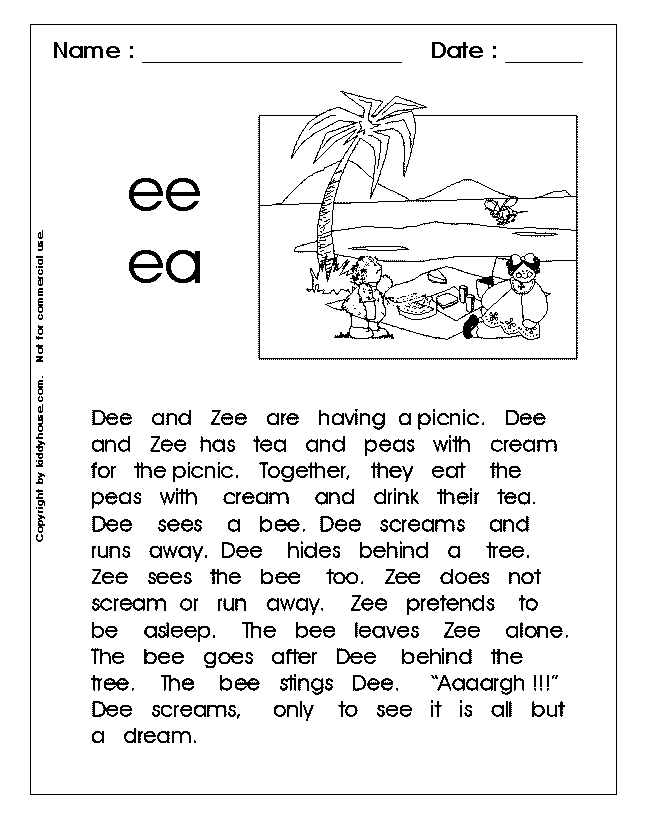 Words With Ee And Ea Worksheets