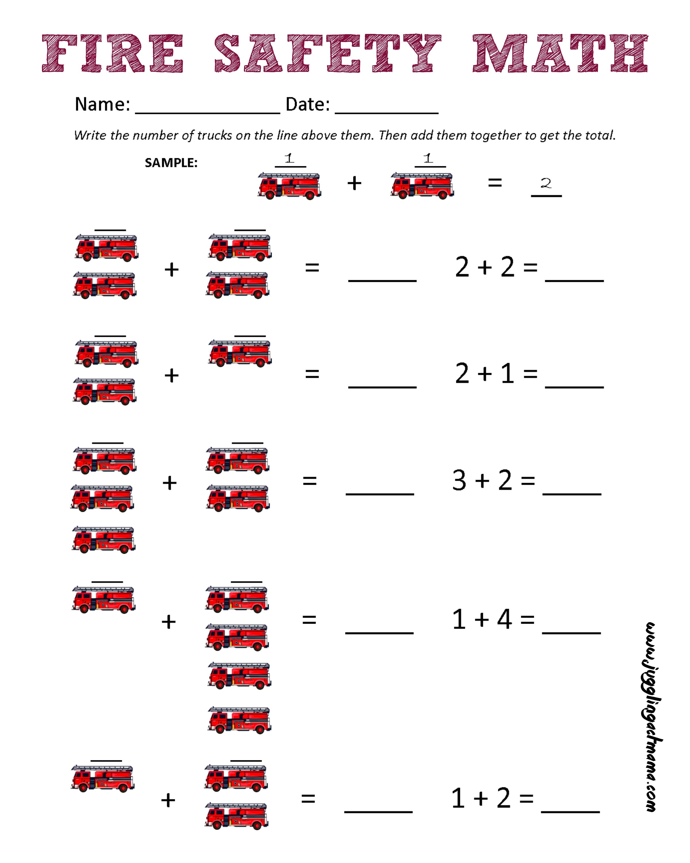 Enchanting Fire Safety Math Worksheet K 1 Maths Worksheets For