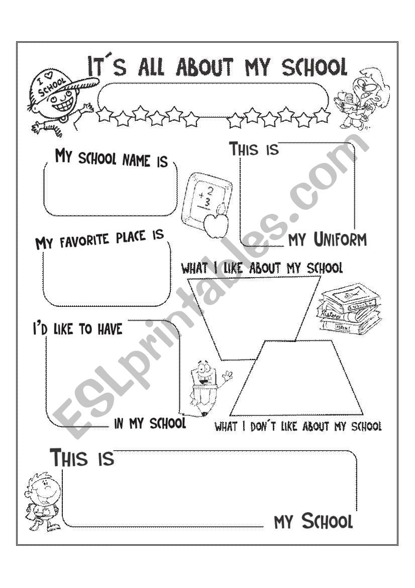 English Worksheets  ItÂ´s All About My School