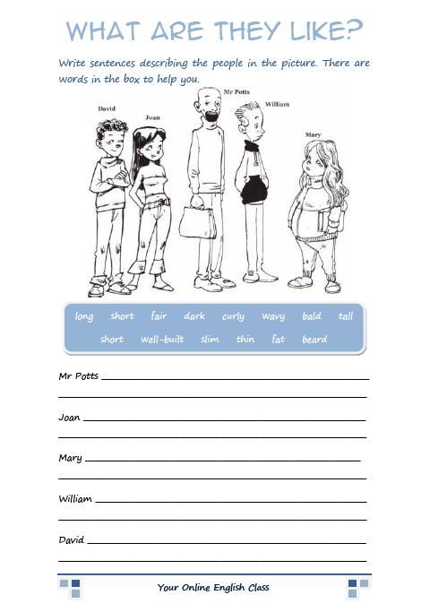 Esl Describing People Worksheets