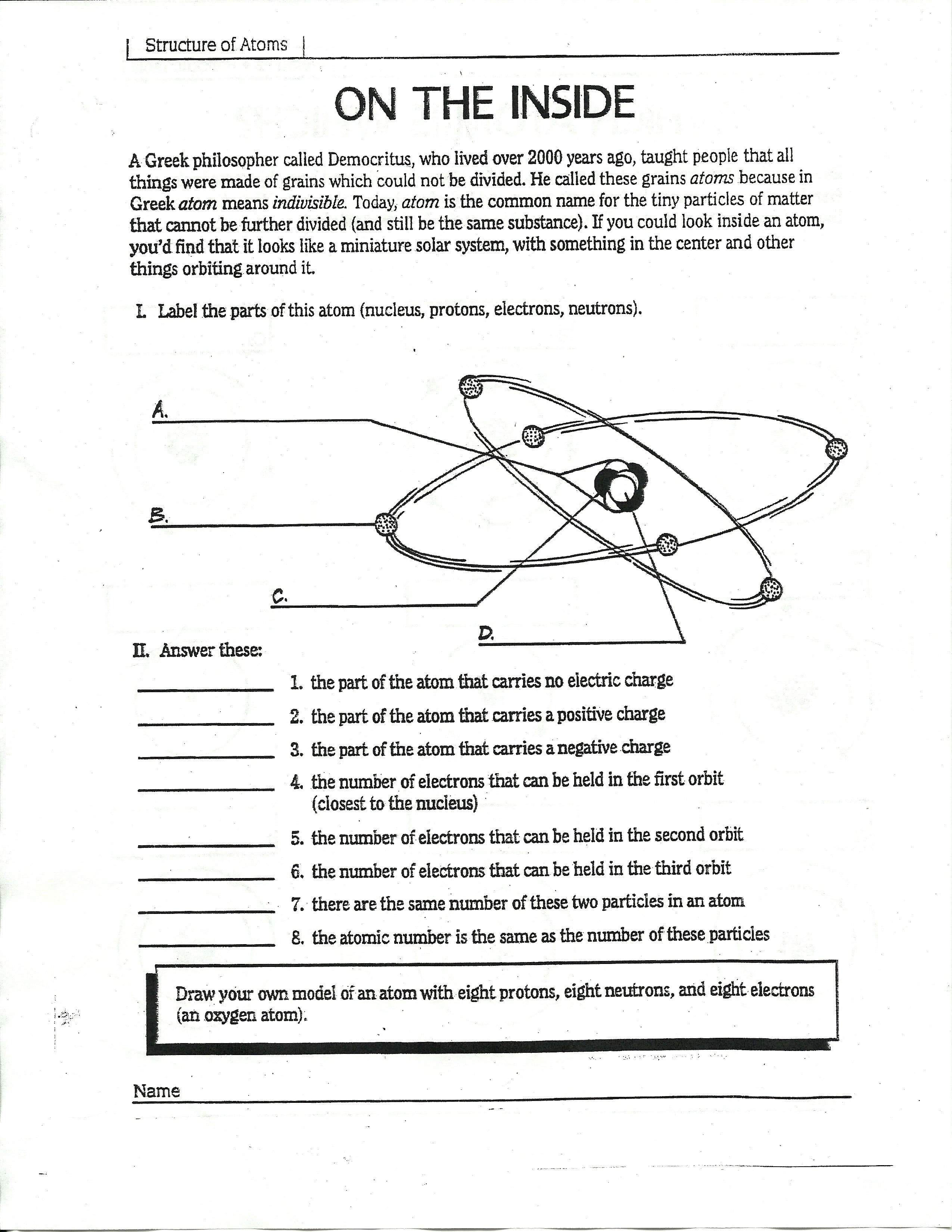 Atomic Orbitals Worksheet Honors Chemistry Answers Regarding Drawing Atoms Worksheet Answer Key