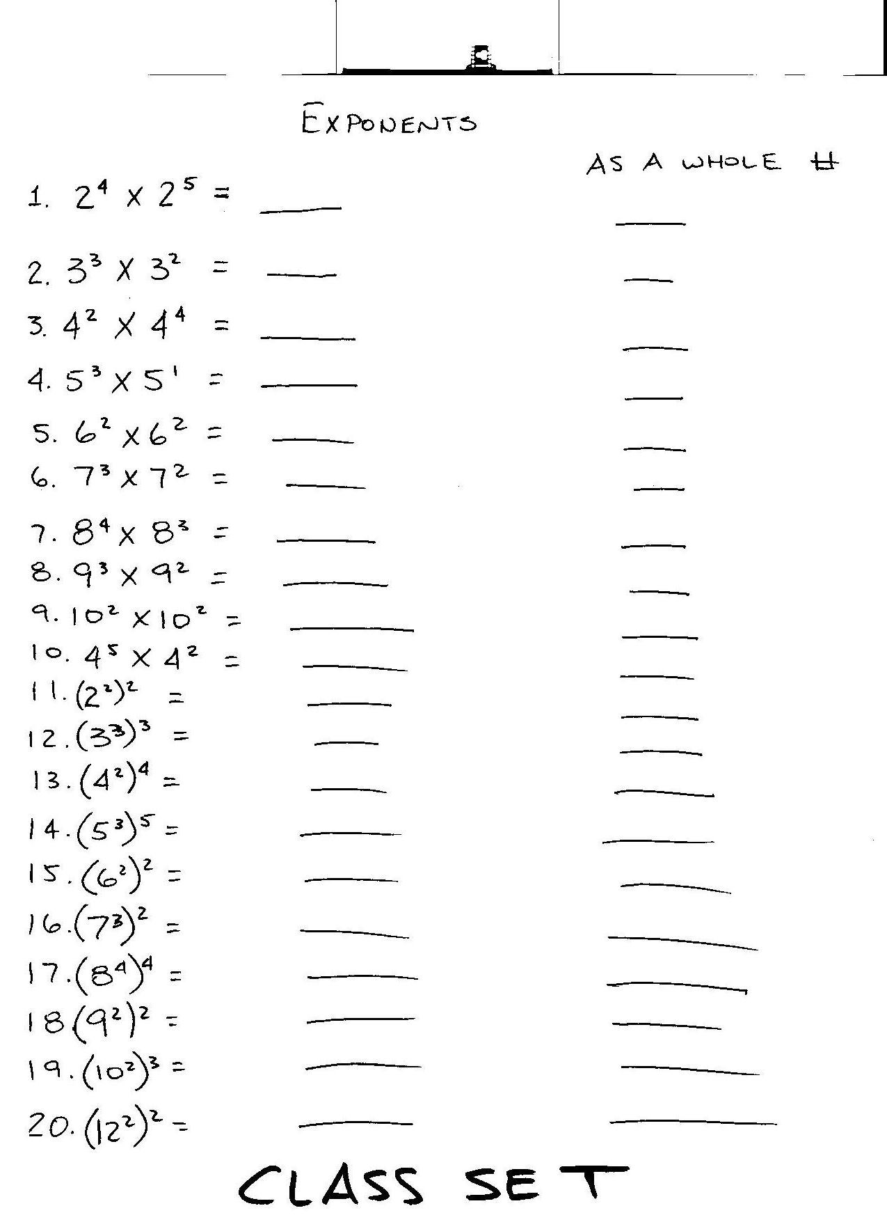 Exponent Worksheets 8th Grade The Best Worksheets Image Collection