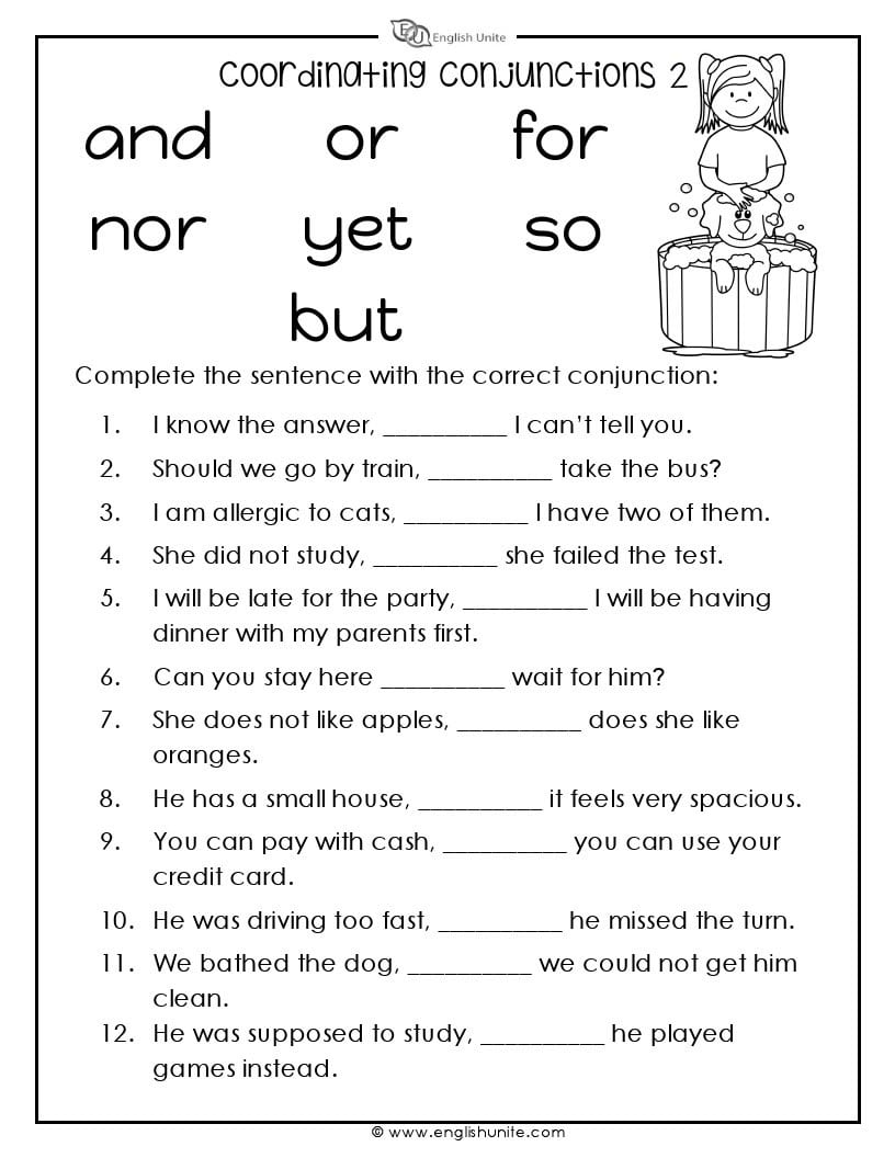 Fanboys Conjunctions Worksheet Worksheets For All