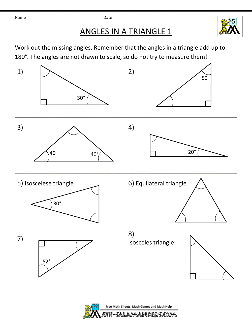 Find The Missing Angle In A Triangle Worksheet The Best Worksheets