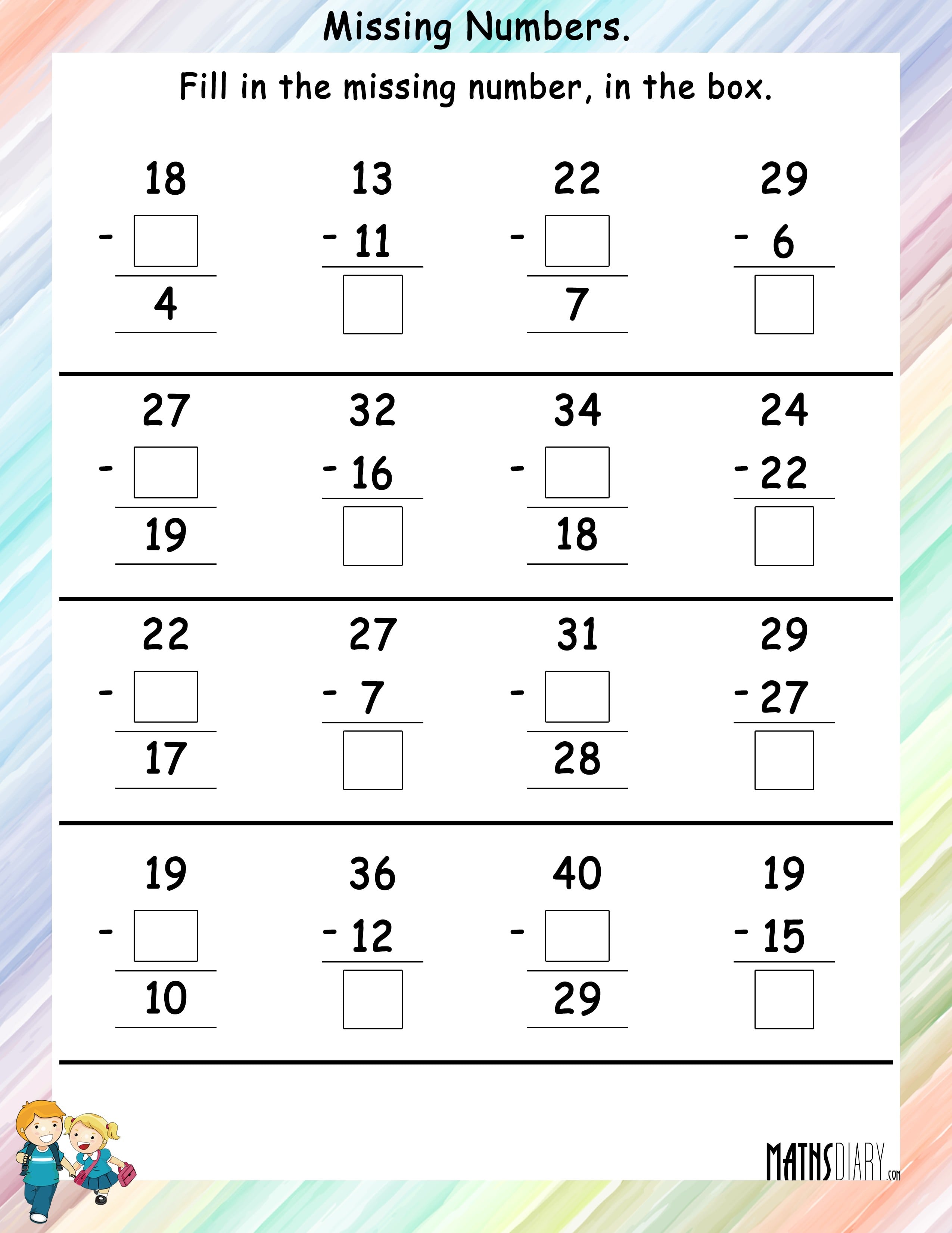 Find The Missing Number Worksheet Free Worksheets Library Fill