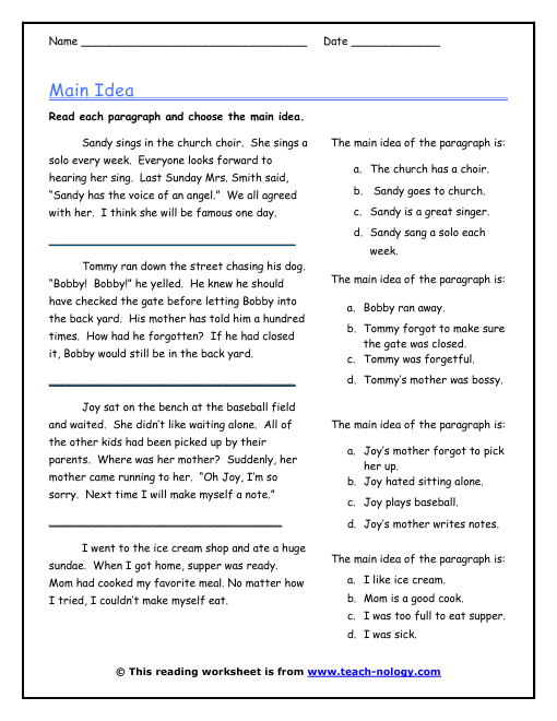 Finding Main Idea Worksheet The Best Worksheets Image Collection