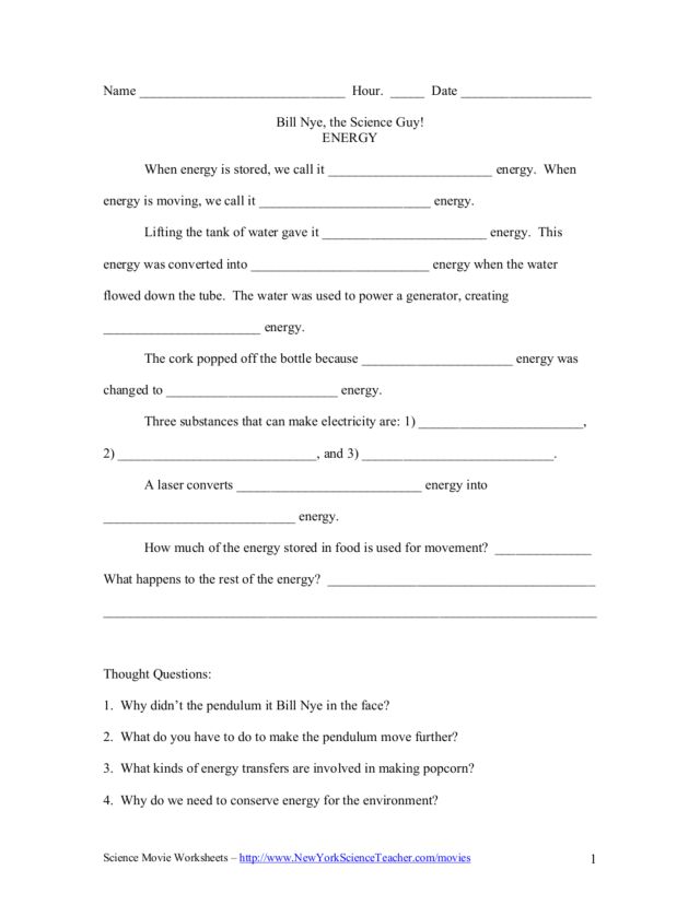 Free Bill Nye Worksheets The Best Worksheets Image Collection