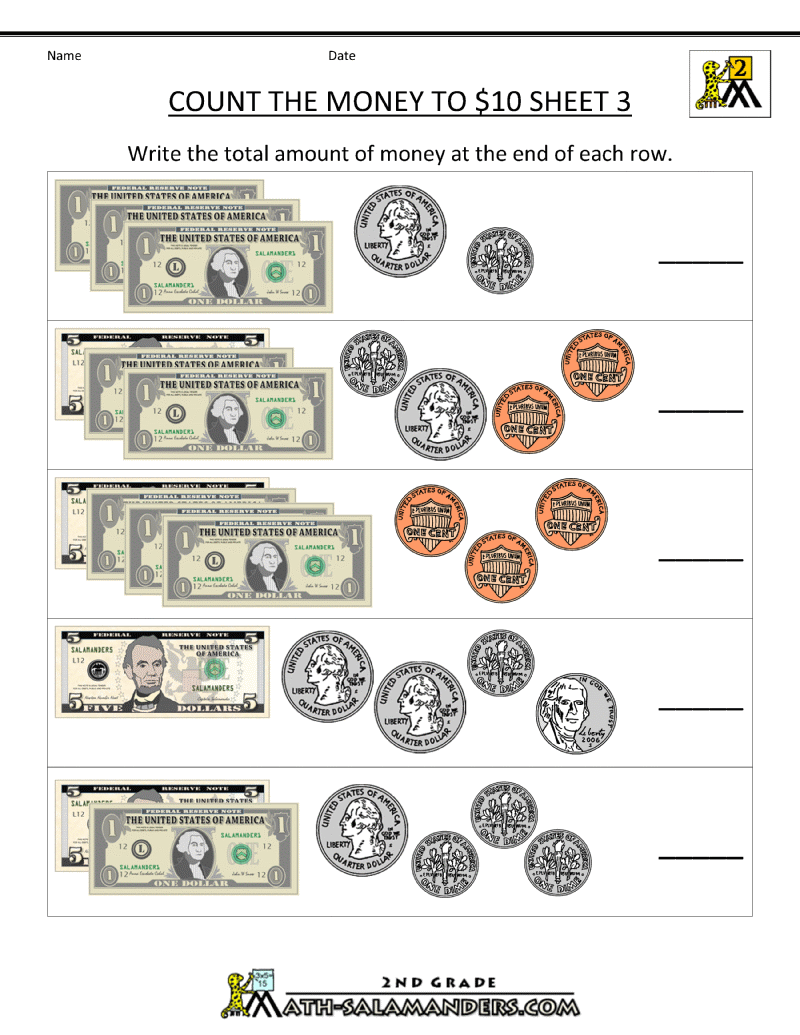 Free Printable Math Worksheets Counting Money 203213