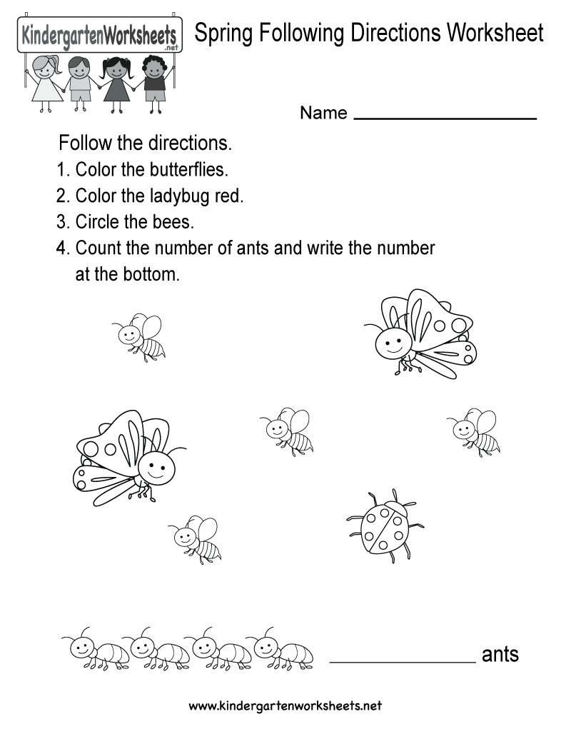 Free Printable Spring Following Directions Worksheet For