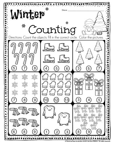 Free Winter Worksheets For Kindergarten Beautiful Math Counting