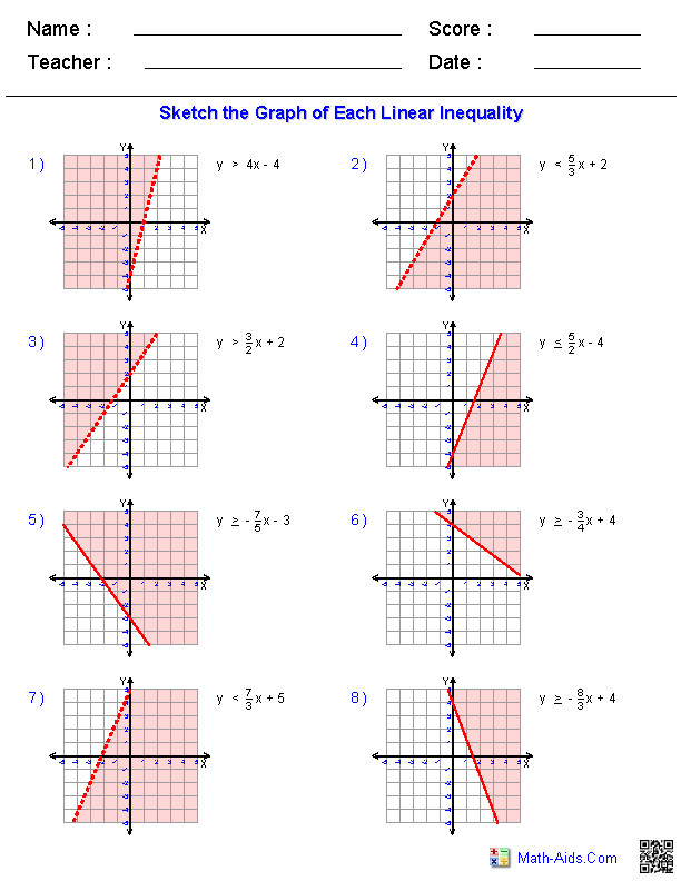 Graph Linear Inequalities Worksheet The Best Worksheets Image