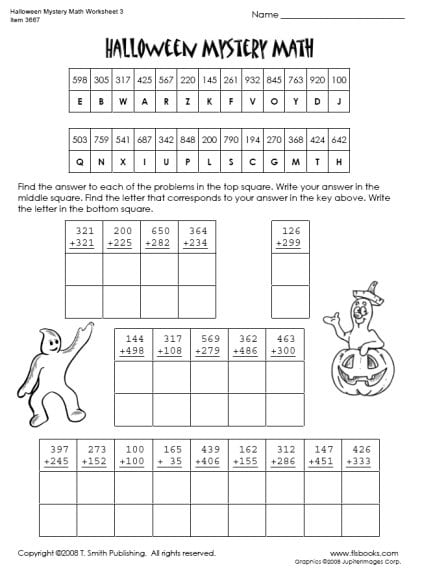 Halloween Themed Math Worksheets Grade 3 678823