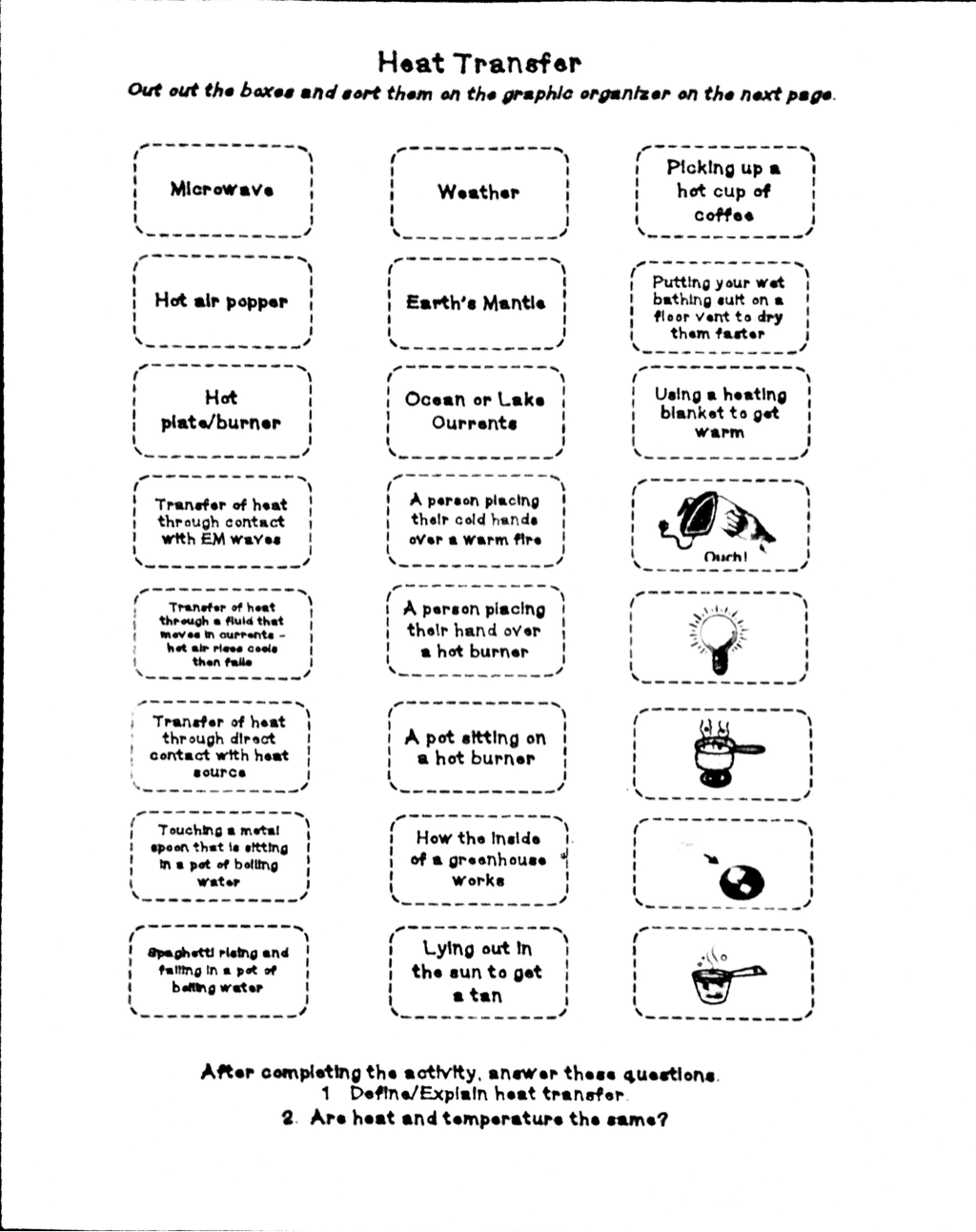 Heat Transfer Worksheets For Middle School