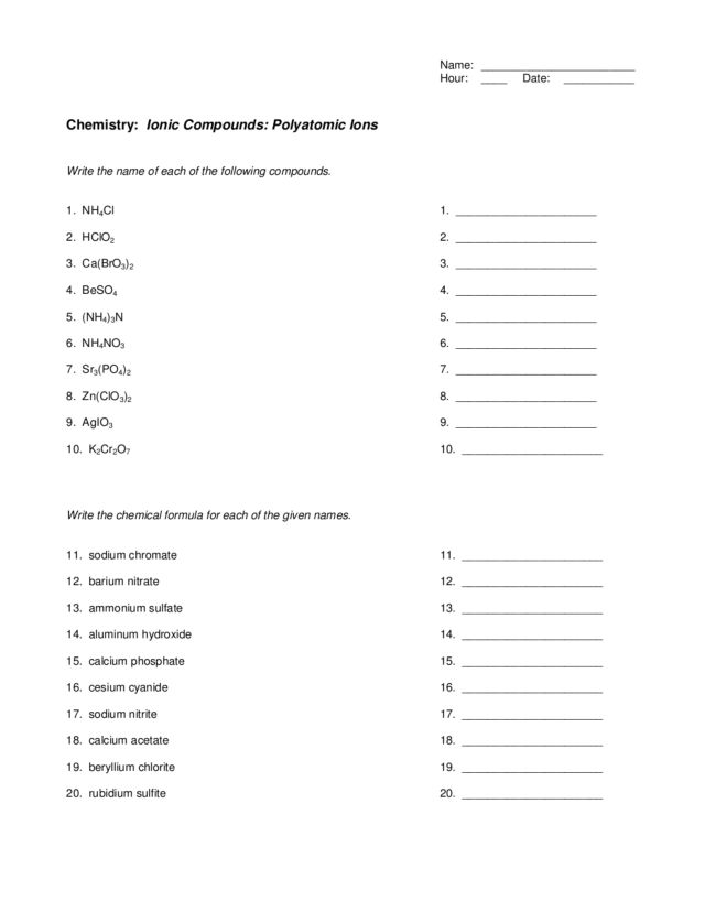 Ionic Compounds And Metals Worksheet Answers Gallery