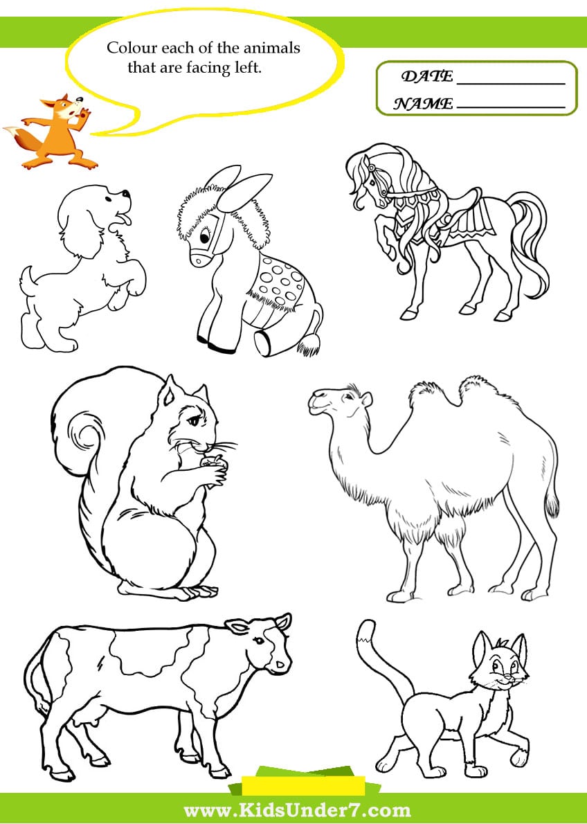 Kids Under 7  Left And Right Worksheets