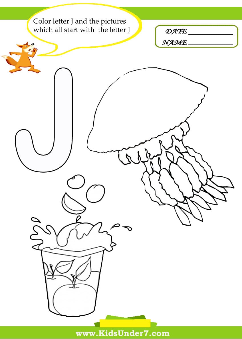 Kids Under 7  Letter J Worksheets And Coloring Pages
