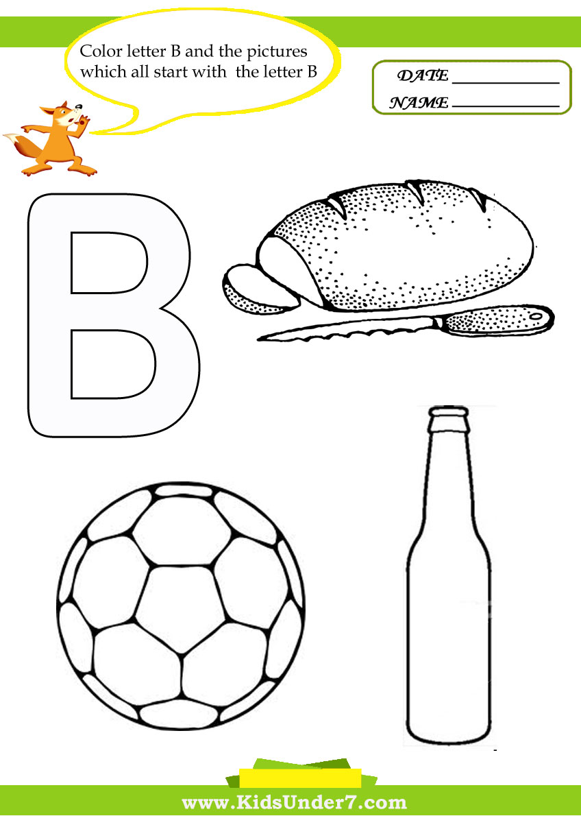 Kids Under 7 Letter B Worksheets And Coloring Pages Kindergarten