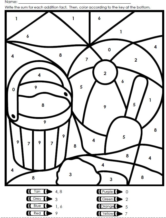 Kindergarten Coloring Worksheets Color By Number 782519