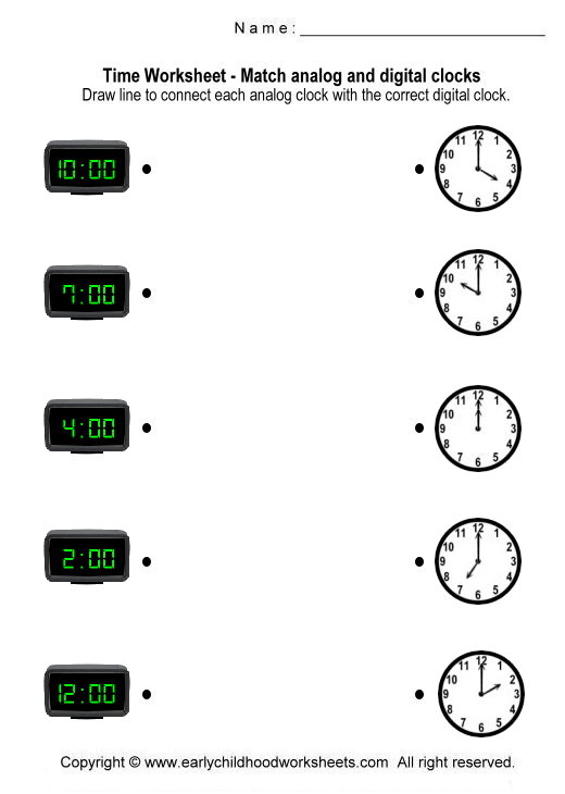 Kindergarten Digital Clock Worksheets 723835