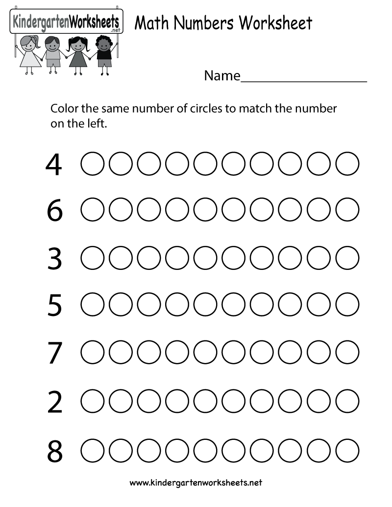 Kindergarten Math Numbers Worksheet Printable