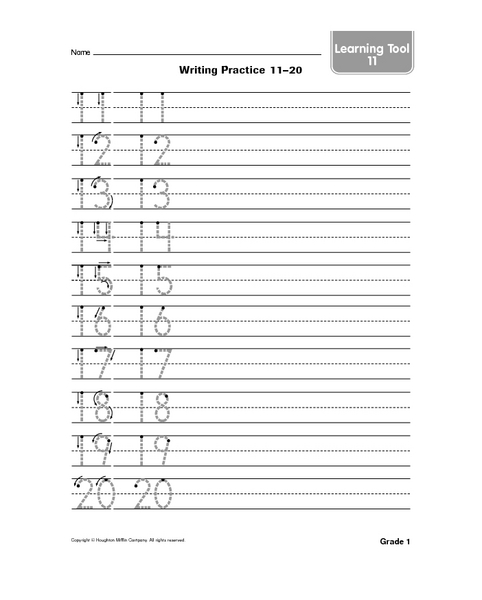 Kindergarten Number Tracing Worksheets 11 20 174804