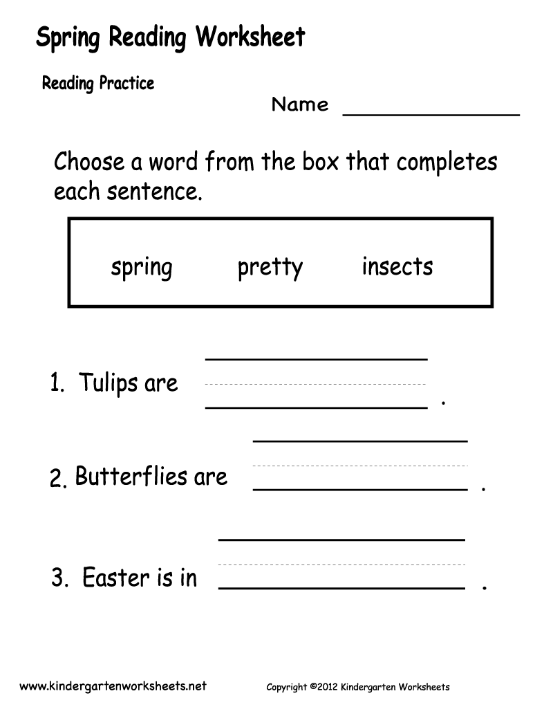 Kindergarten Reading Worksheets Printable 266156
